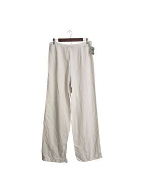 Henry White Ireland Linen Blend High Rise Wide Leg Pants In Ivory NWT Sz 12